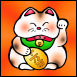 Chubby Orange Calico Maneki Neko with Orange background