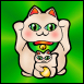 Beige Maneki Neko Family with Green background