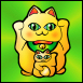 Golden Maneki Neko Family with Green background