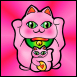 Pink Maneki Neko Family with Red background