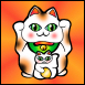 Calico Maneki Neko Family with Orange background