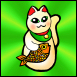 Cute Beige Maneki Neko with Green background