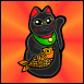 Cute Black Maneki Neko with Red background