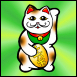Classic Calico Maneki Neko with Green background