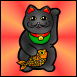Classic Black Maneki Neko with Red background