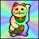 Classic Rainbow Maneki Neko with Rainbow background