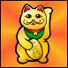Classic Golden Maneki Neko with Orange background