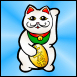 Classic White Maneki Neko with Blue background