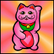 Classic Pink Maneki Neko with Sunset background