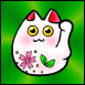 Fat White Maneki Neko with Green background