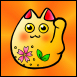 Fat Golden Maneki Neko with Orange background