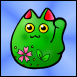 Fat Green Maneki Neko with Blue background